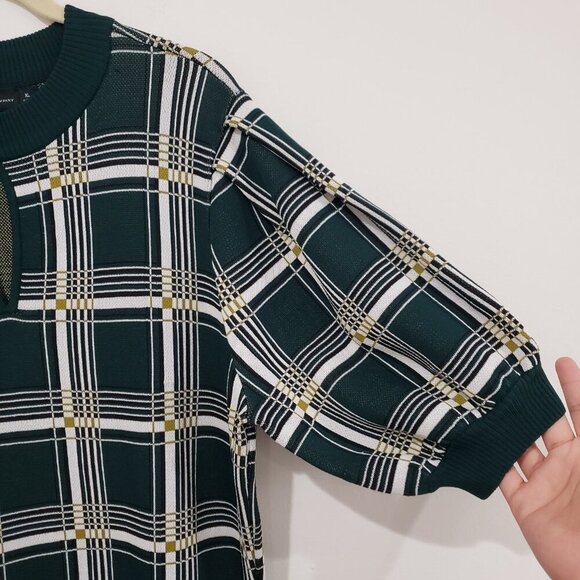 NYC New York & Company Plaid Dress Size XL Green Academia Preppy Collegiate 90s - Picture 5 of 16